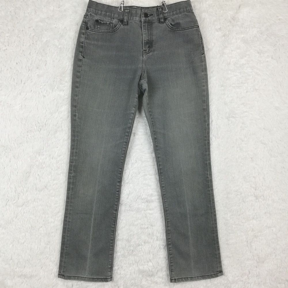 LRL Lauren Jeans Co Womens Jeans Classic Straight Denim‎ Gray Wash Mid Petite 4P